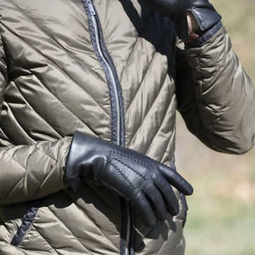 gant noir cuir agneau tactile femme